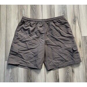 Reebok Athletic Cargo Brown Shorts 100% Nylon Drawstring Mens Size Large